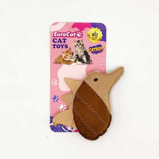 Euro Cat Toys Peluş Kirpi Kedi Oyuncağı Kahverengi/Krem