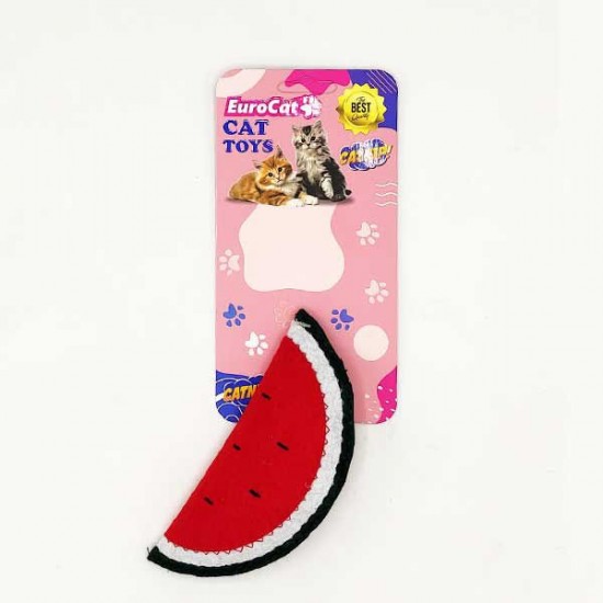 Euro Cat Toys Peluş Karpuz Kedi Oyuncağı Beyaz/Kırmızı/Siyah