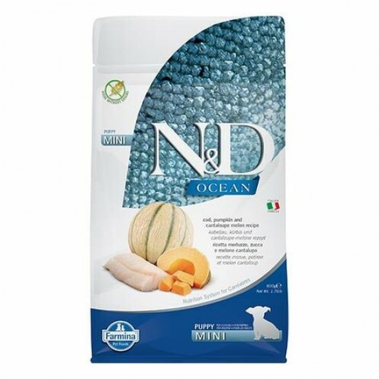 N&D Ocean Morina Balığı Balkabağı ve Kavunlu Yavru Köpek Maması 800 Gr