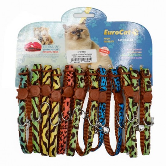 Eurocat Kedi Boyun Tasması Leopar Desenli 10mm/28 Cm (12 Adet)