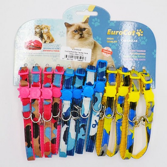 Eurocat Kedi Boyun Tasması Karışık Renk 10mm/28 Cm (12 Adet)