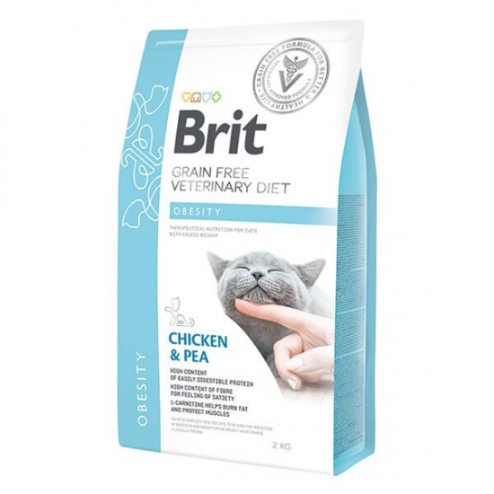 Brit Veterinary Diet Obesity Kilo Kontrolü için Tavuklu Tahılsız Kedi Maması 2 Kg