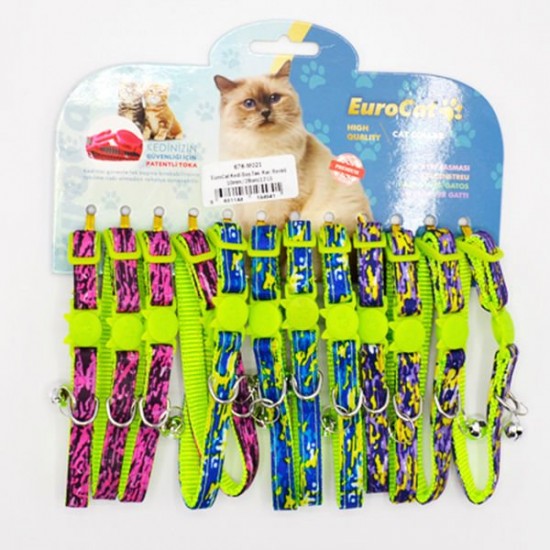 Eurocat Kedi Boyun Tasması Karışık Renkli 10mm/28 Cm (12 Adet)