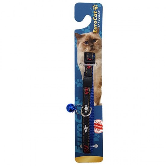 Eurocat Kedi Boyun Tasması Çizgi Desenli 10mm/28 Cm Mavi