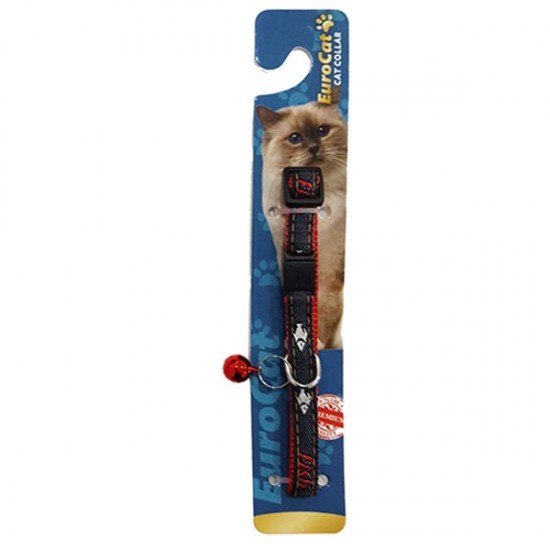 Eurocat Kedi Boyun Tasması Çizgi Desenli 10mm/28 Cm Kırmızı