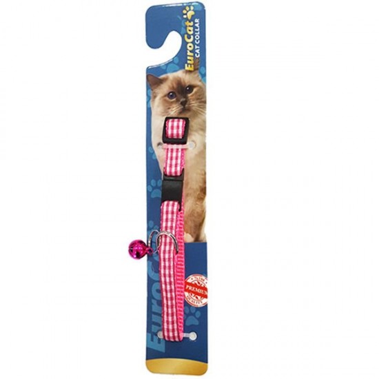 Eurocat Kedi Boyun Tasması Ekose Desenli 10mm/28 Cm Pembe