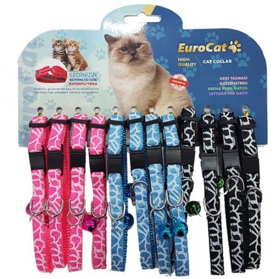 Eurocat Kedi Boyun Tasması Çizgi Desenli 10mm/28 Cm (12 Adet)