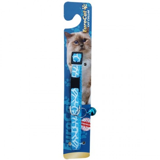 Eurocat Kedi Boyun Tasması Çizgi Desenli 10mm/28 Cm Mavi