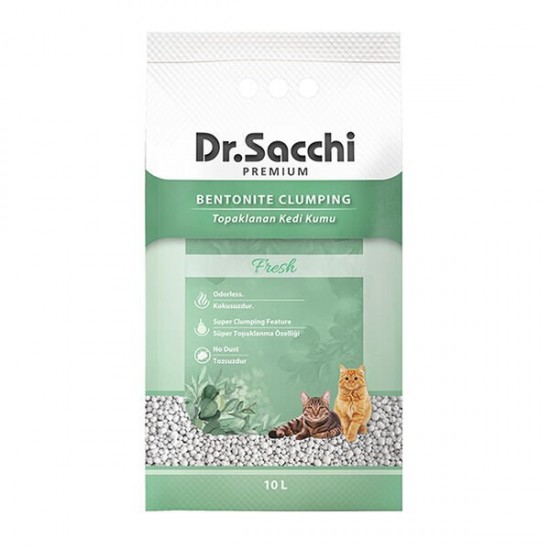 Dr.Sacchi Süper Emici Fresh Topaklanan Bentonit Doğal Kedi Kumu 10 Lt