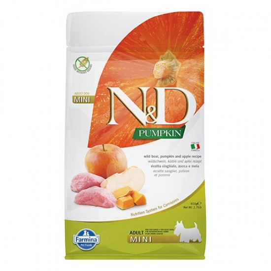 N&D Pumpkin Balkabaklı Domuzlu Küçük Irk Yetişkin Köpek Maması 800 Gr