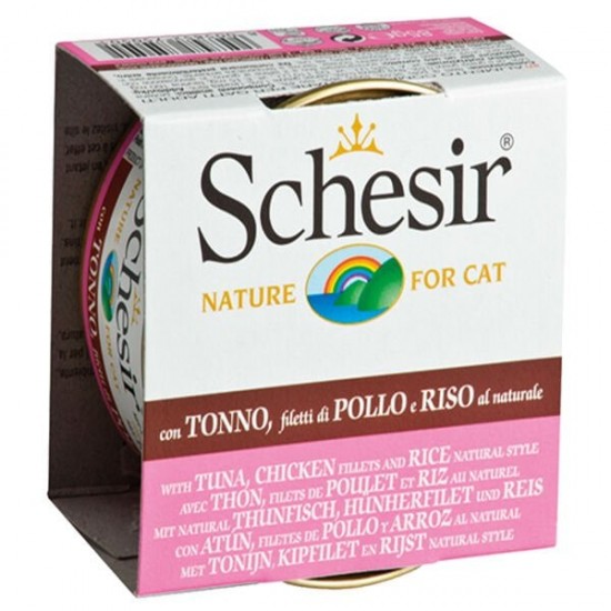 Schesir Ton Balıklı Tavuklu Ve Pirinçli Naturel Kedi Konservesi 85 Gr