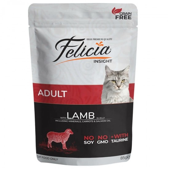 Felicia Tahılsız Kuzu Etli Pouch Yetişkin Kedi Konservesi 85 Gr