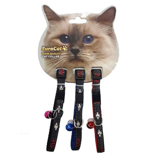 Eurocat Kedi Boyun Tasması Balık Desenli 10mm/28 Cm (3 Adet)