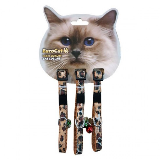 Eurocat Kedi Boyun Tasması Leopar Desenli 10mm/28 Cm (3 Adet)