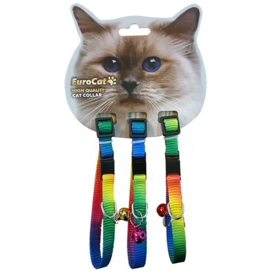 Eurocat Kedi Boyun Tasması Gökkuşağı 10mm/28 Cm (3 Adet)