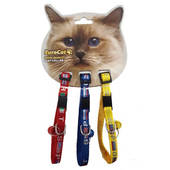 Eurocat Kedi Boyun Tasması Bayrak Desenli 10mm/28 Cm (3 Adet)