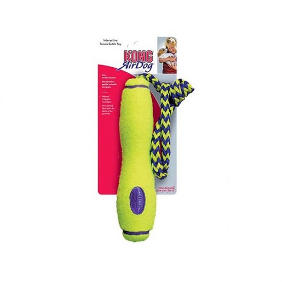 Kong Air Dog Fetch Stick İpli Sesli Tenis Topu Köpek Oyuncağı Sarı 28 Cm