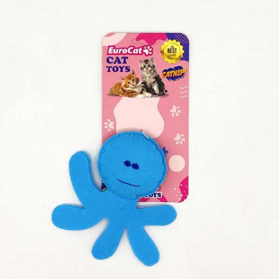 Euro Cat Toys Peluş Ahtapot Kedi Oyuncağı Mavi