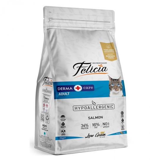 Felicia 2 Kg Yetişkin Somonlu Az Tahıllı HypoAllergenic Kedi Maması