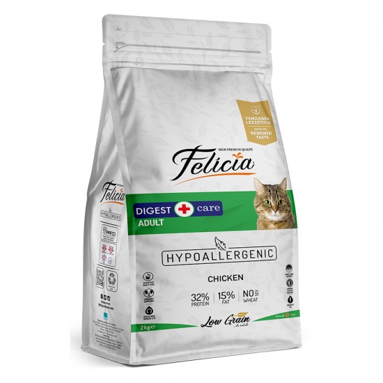 Felicia 2 Kg Yetişkin Tavuklu Az Tahıllı HypoAllergenic Kedi Maması