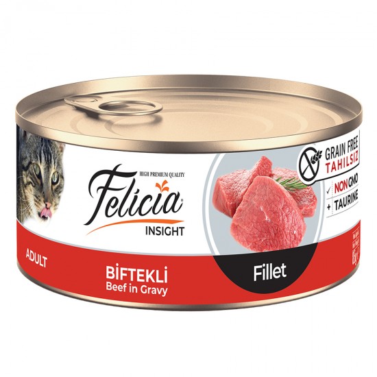 Felicia Tahılsız 85 gr Konserve Biftekli Fileto Yaş Kedi Maması 