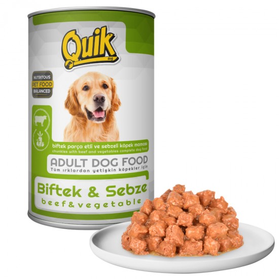 Quik Köpek 415 gr Biftek-Sebze Konserve 