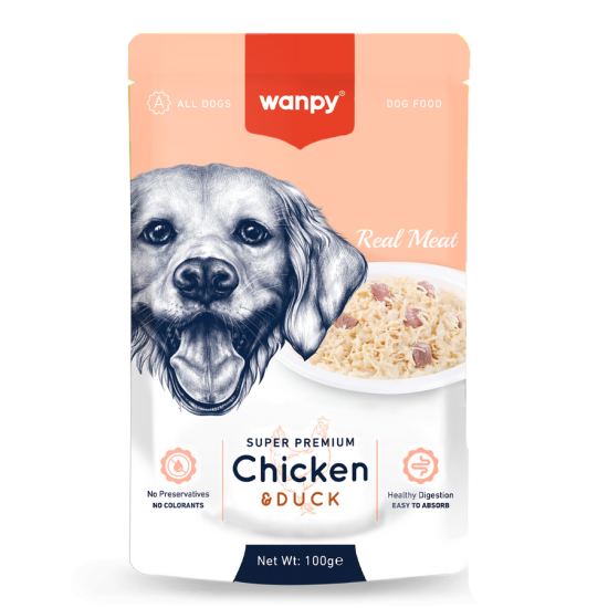 Wanpy 100g Pouch Tavuk&Ördek Yaş Köpek Maması 12 Adet