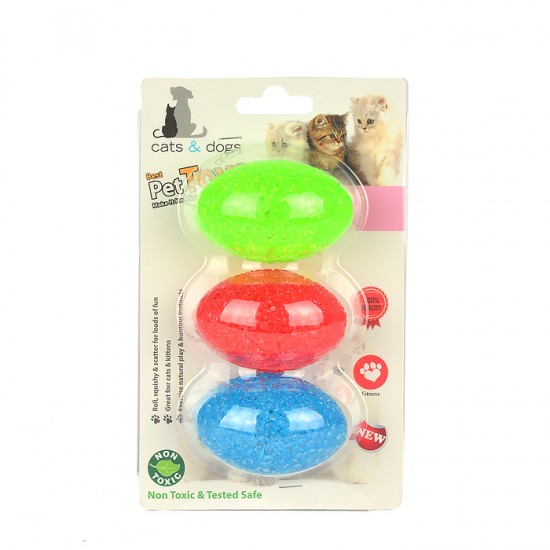 ZM4-4325 Kedi Oyun Topu Elips Zilli 3lü